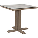 Table teck pied central plateau HPL béton ciré 80cm 4033